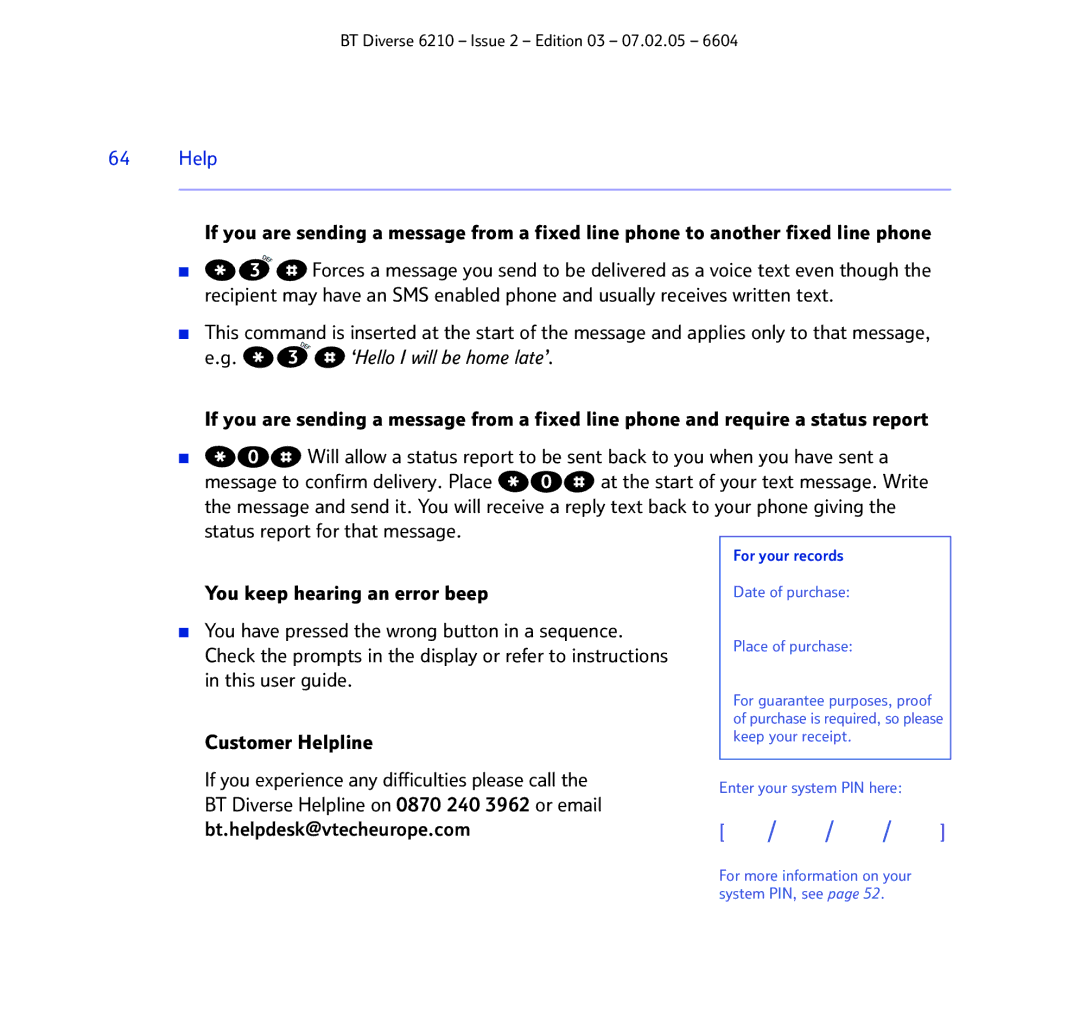 BT 6210 manual You keep hearing an error beep, You have pressed the wrong button in a sequence, This user guide 