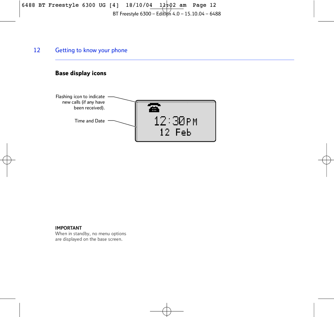 BT 6300 manual Base display icons 