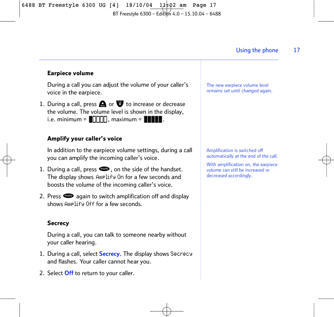 BT 6300 manual Using the phone 