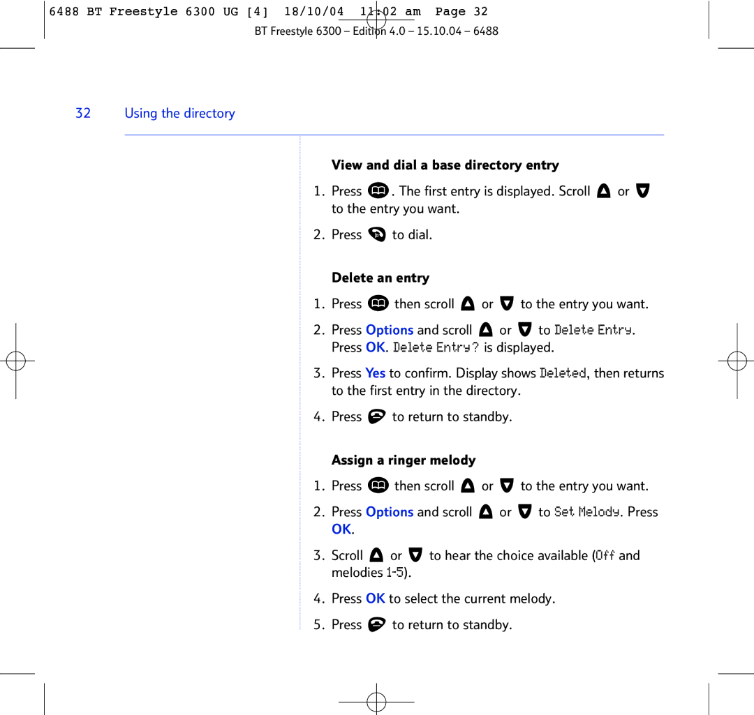 BT 6300 manual Using the directory 