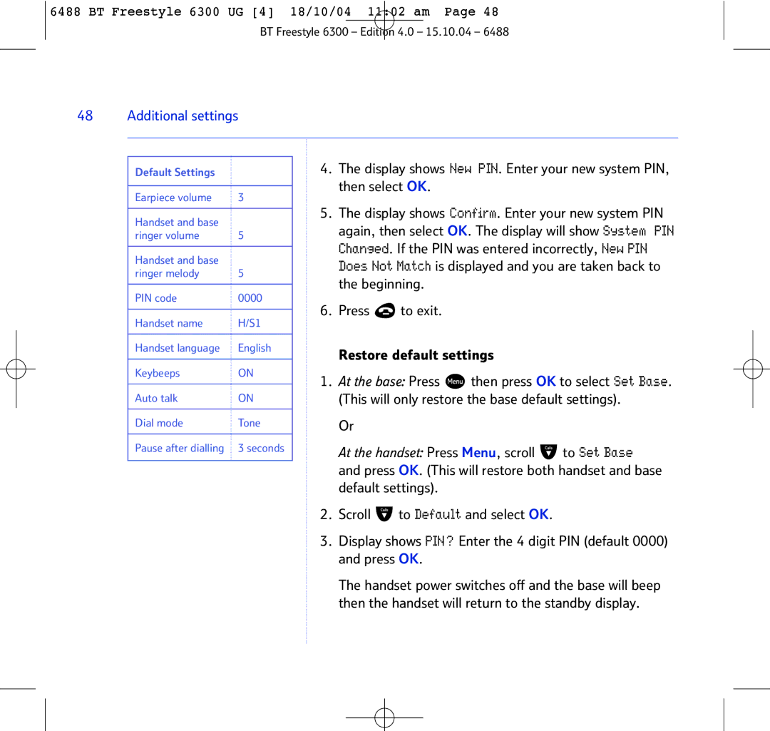 BT 6300 manual To Set Base 