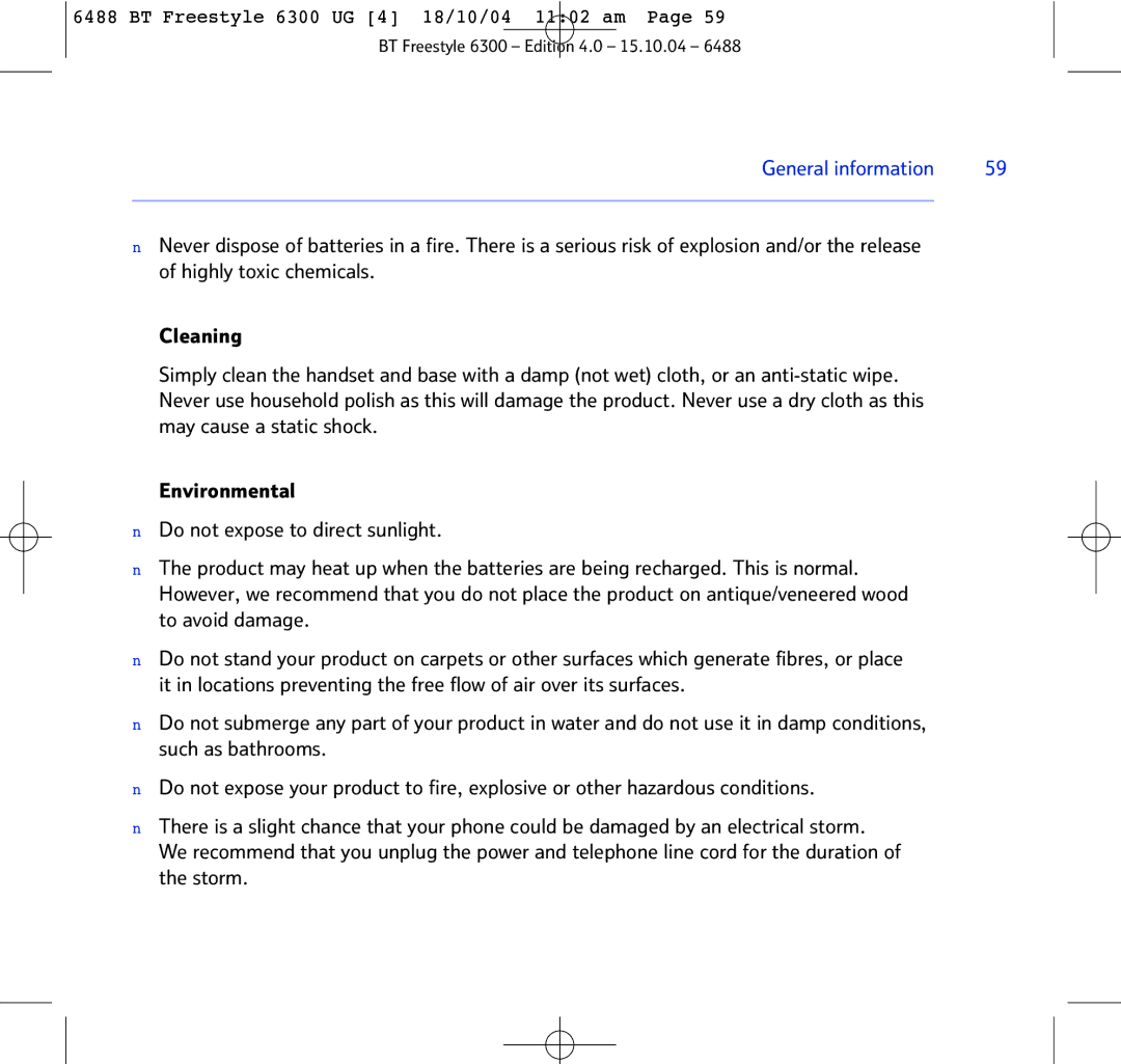 BT 6300 manual General information 