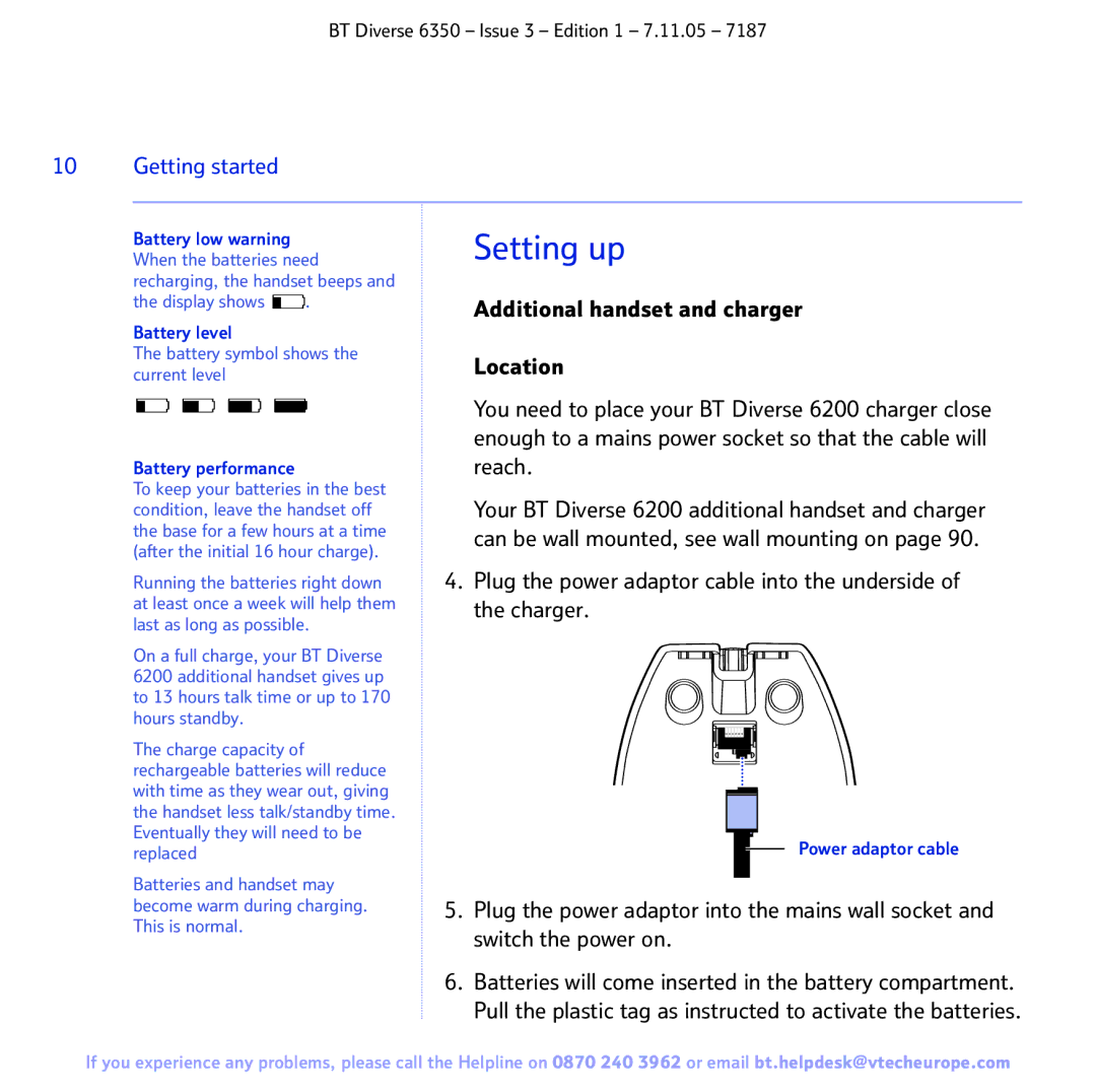 BT 6350 manual Getting started, Location 