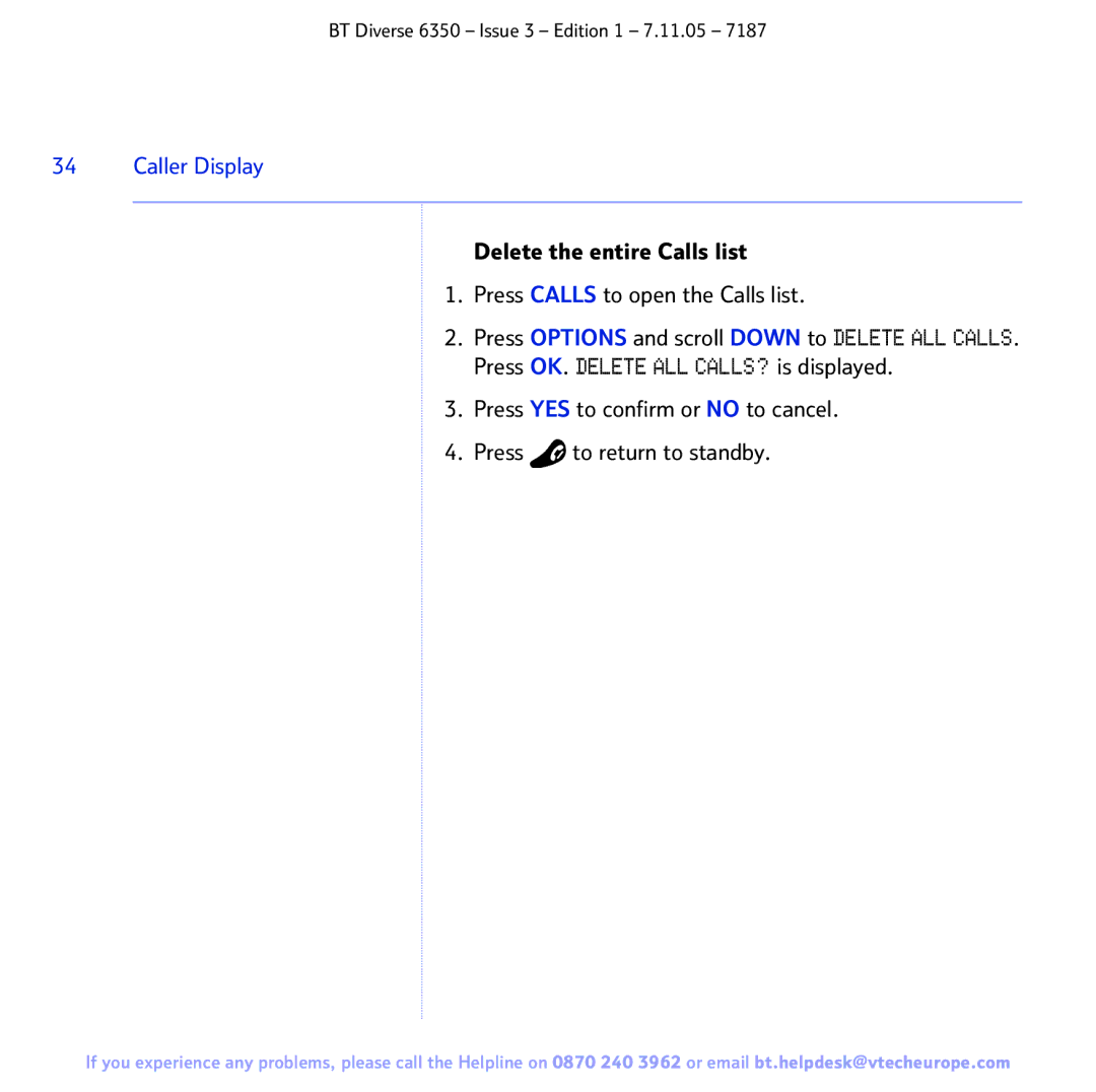 BT 6350 manual Caller Display 