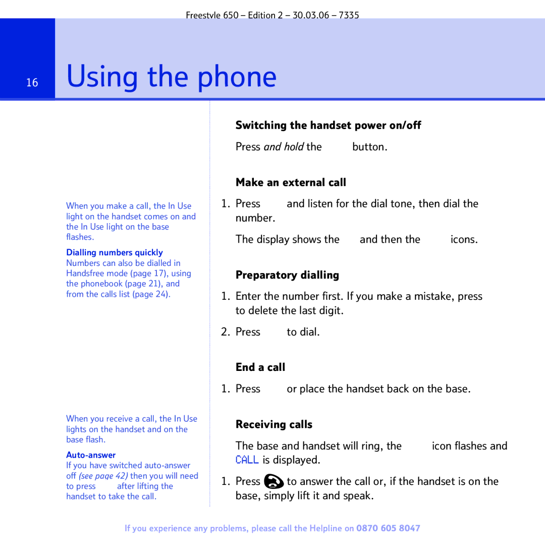 BT 650 manual Using the phone, Auto-answer 