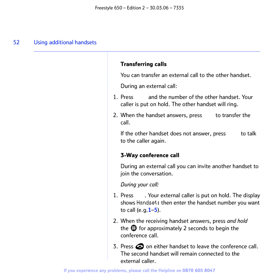 BT 650 manual External caller 