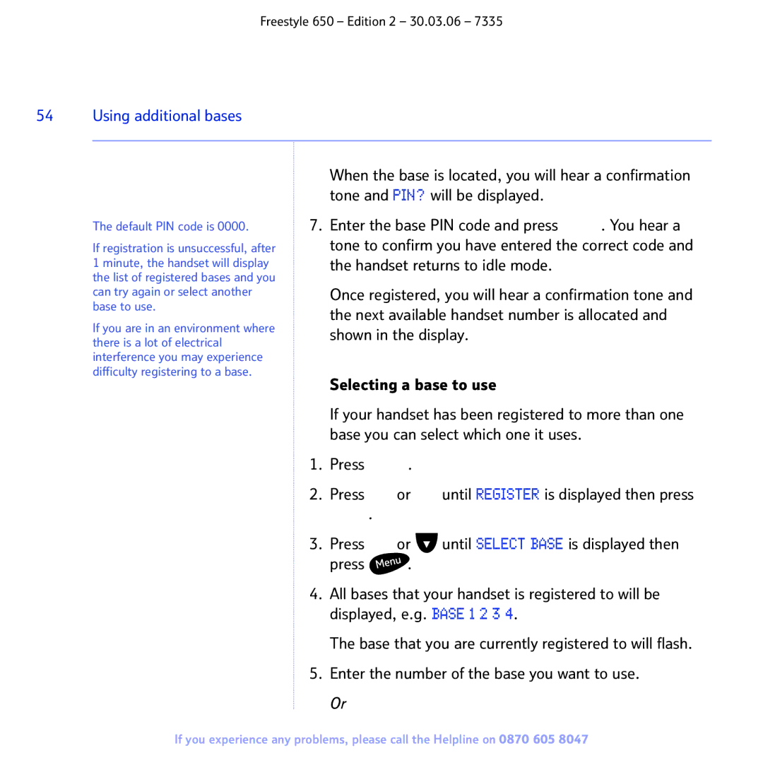 BT 650 manual Using additional bases 