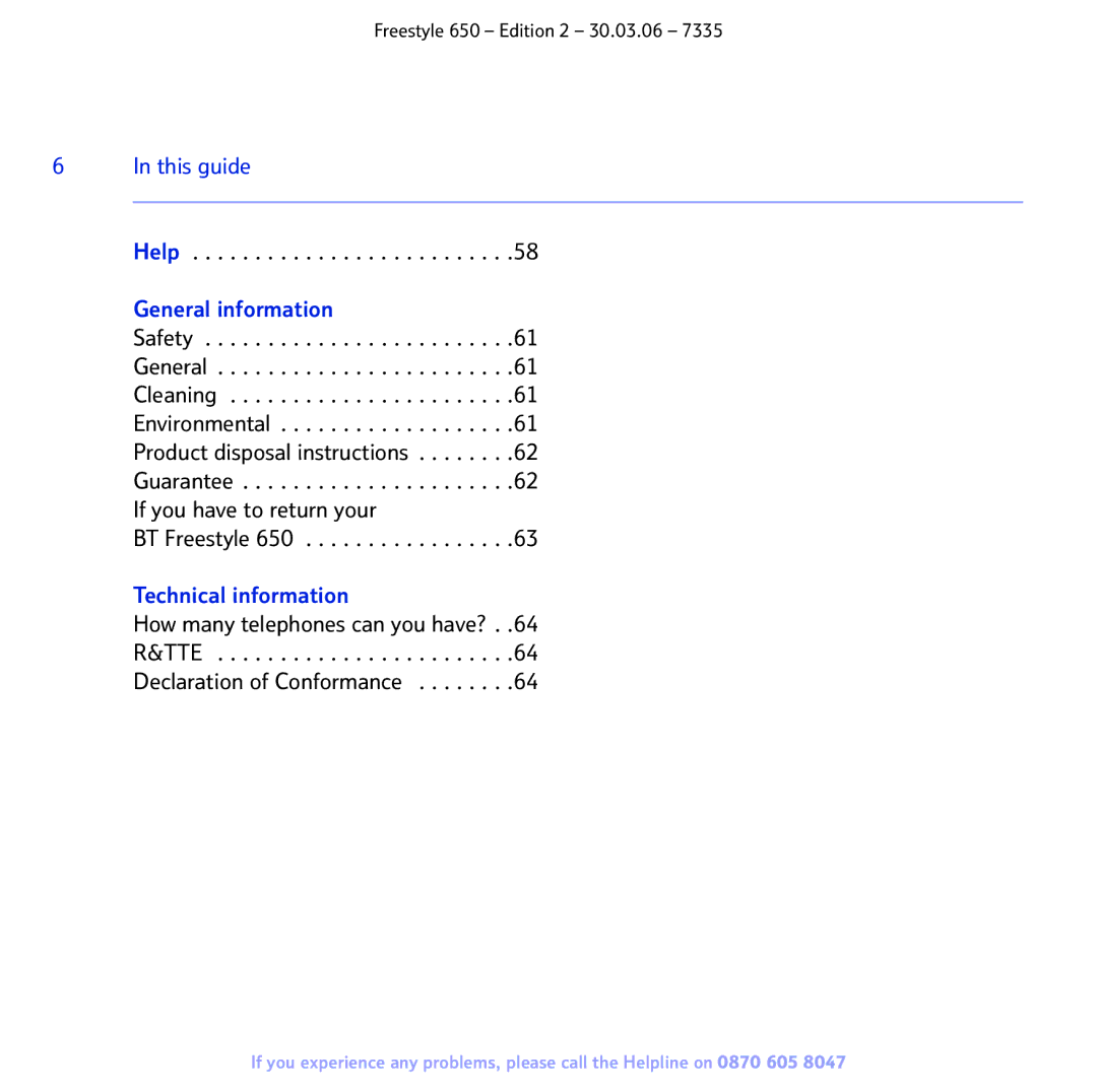 BT 650 manual Help, General information 