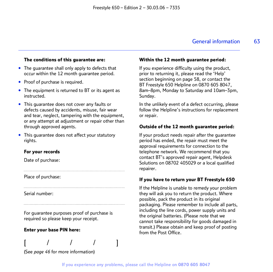 BT 650 manual General information 