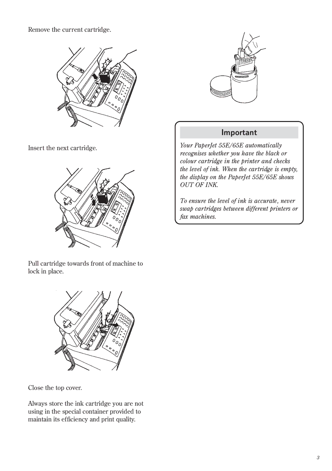 BT 65e manual OUT of INK 