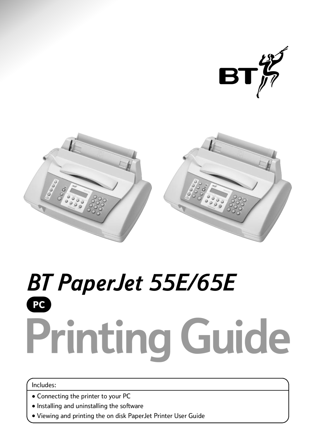 BT 65e manual Includes Connecting the printer to your PC, Installing and uninstalling the software, Printing Guide 
