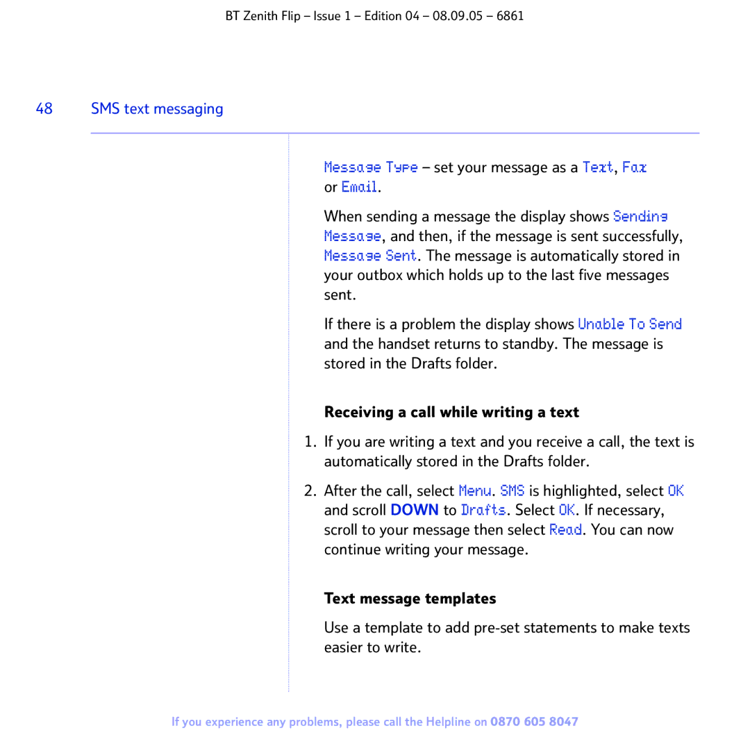 BT 6861 manual Or Email, Message Type set your message as a Text, Fax 