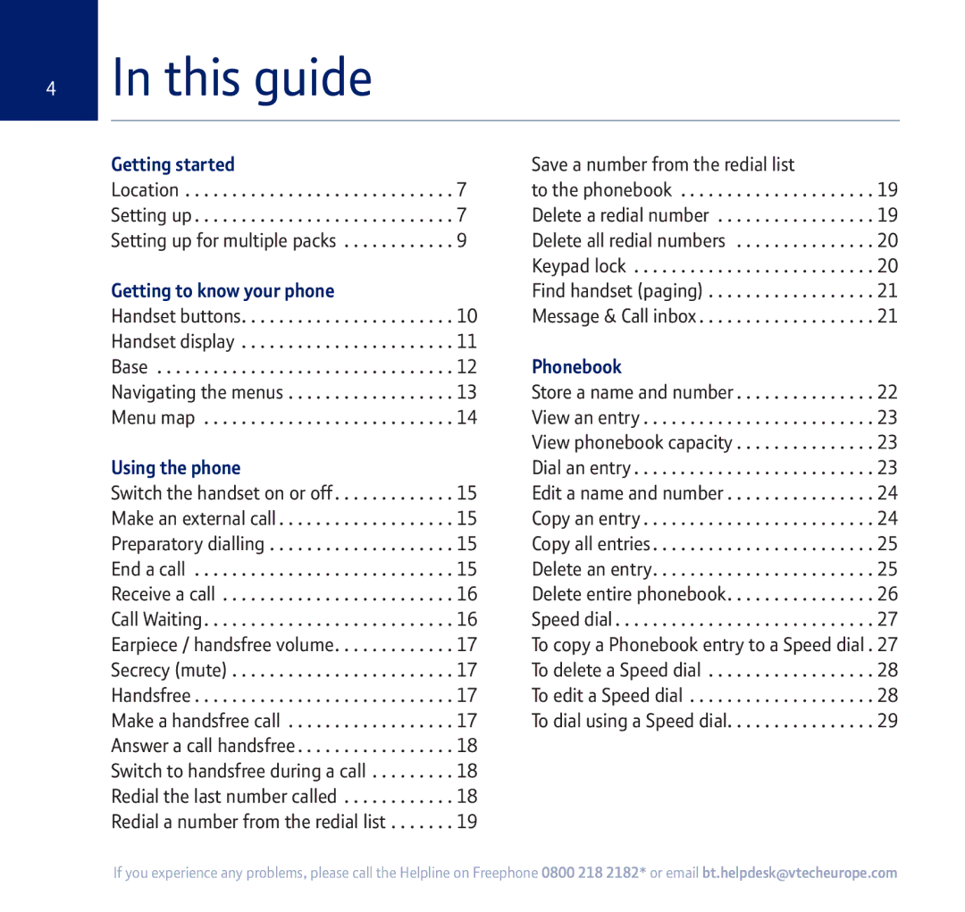 BT 710 manual This guide, Getting started, Getting to know your phone, Using the phone, Phonebook 