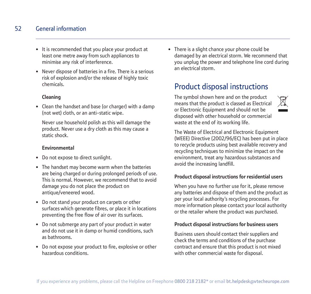 BT 710 manual Product disposal instructions 