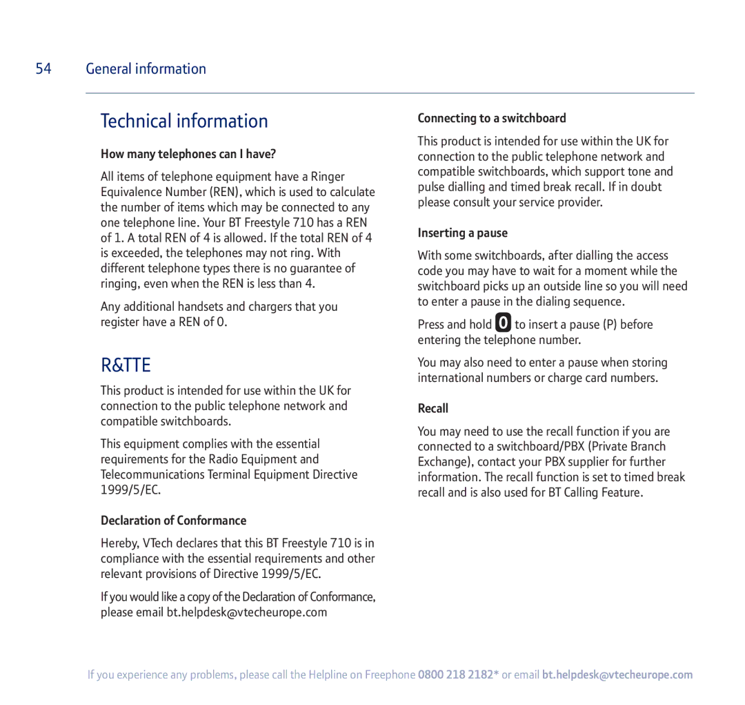 BT 710 manual Tte 