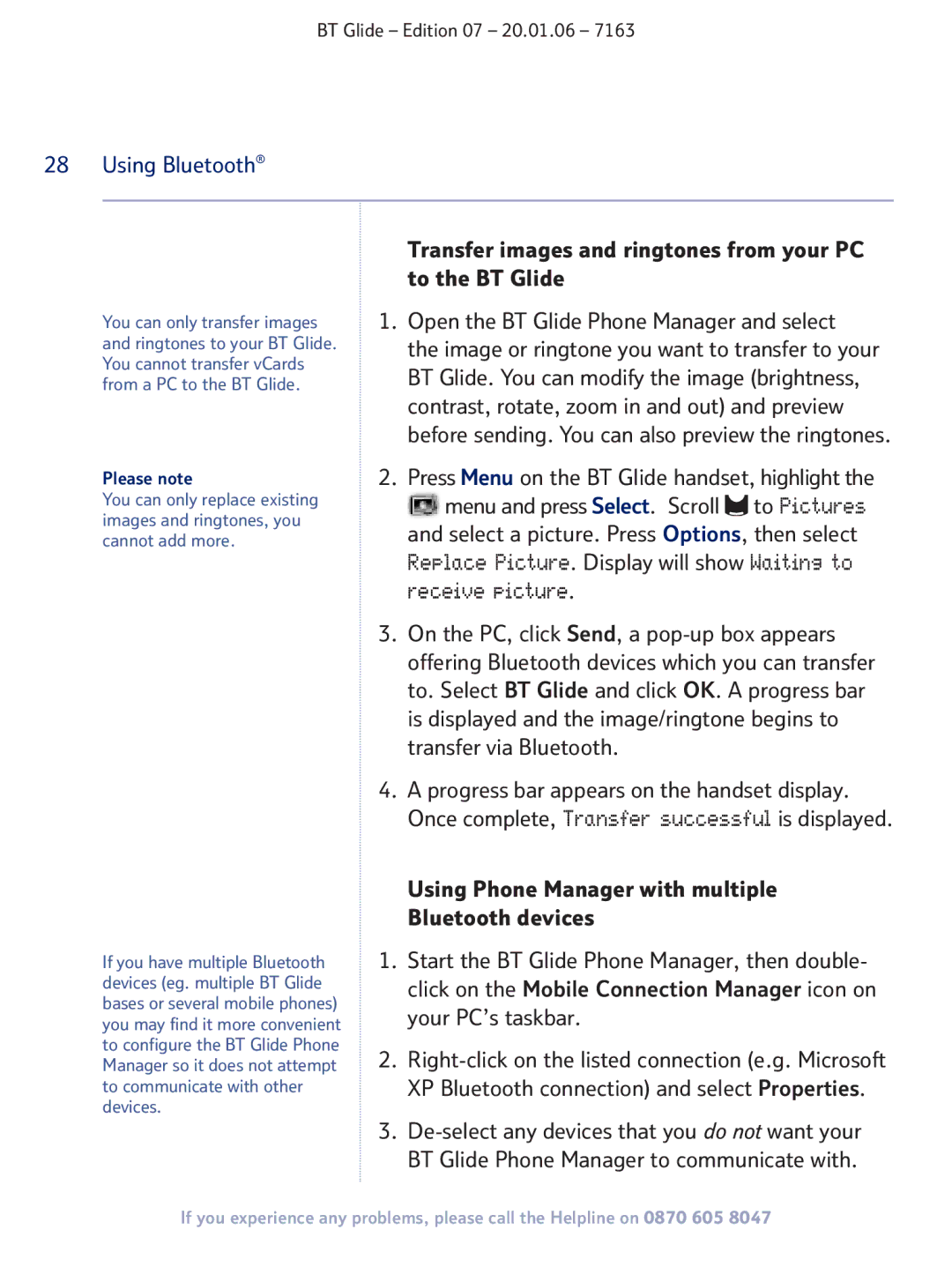 BT 7163 manual Using Bluetooth 