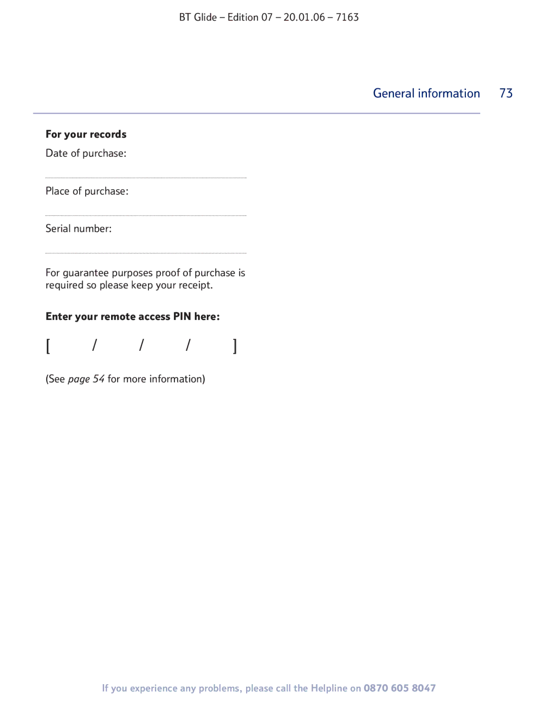 BT 7163 manual General information 