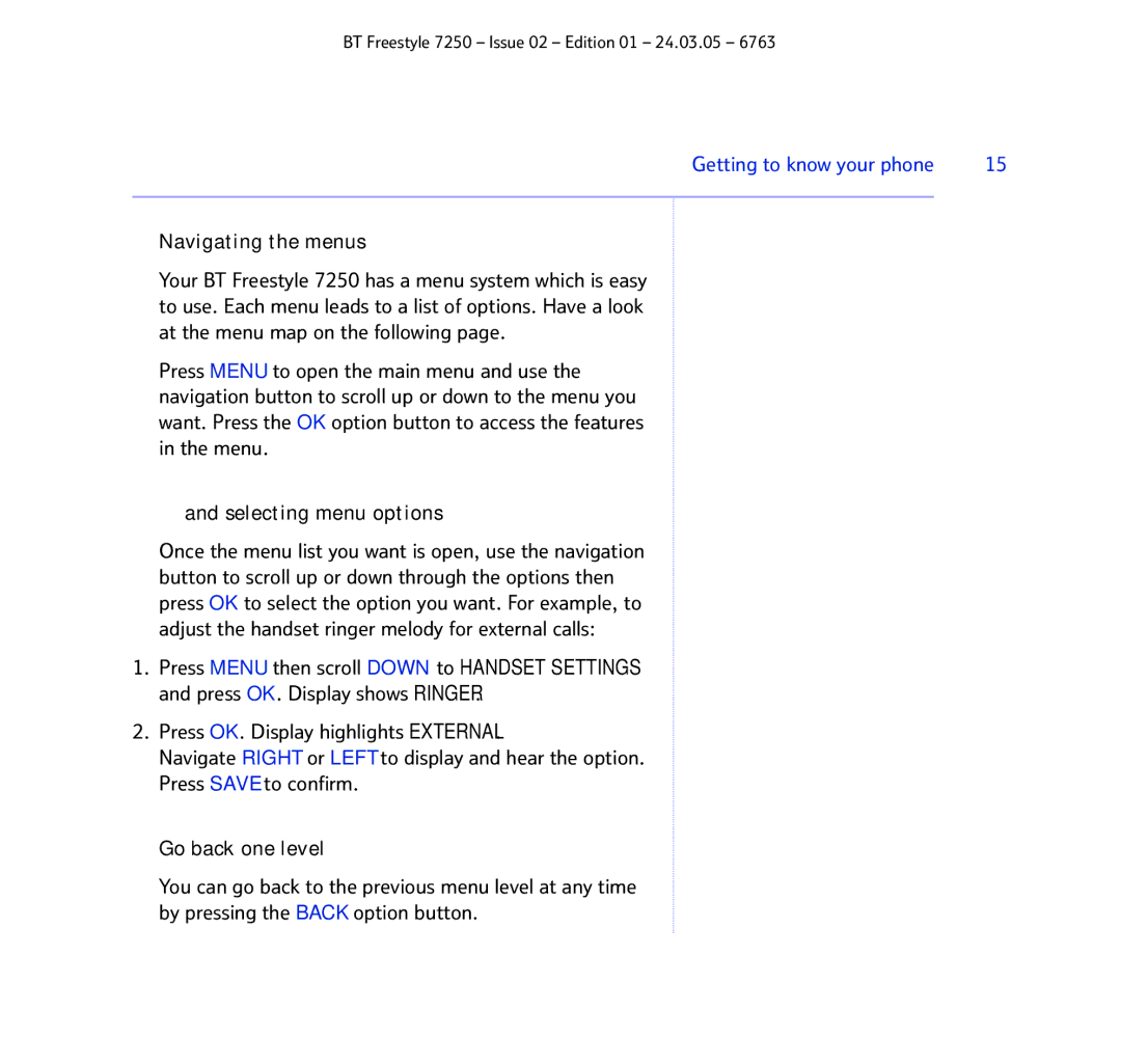 BT 7250 manual Getting to know your phone 