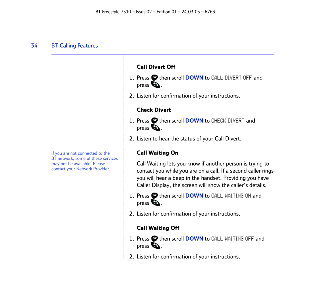 BT 7310 manual BT Calling Features 