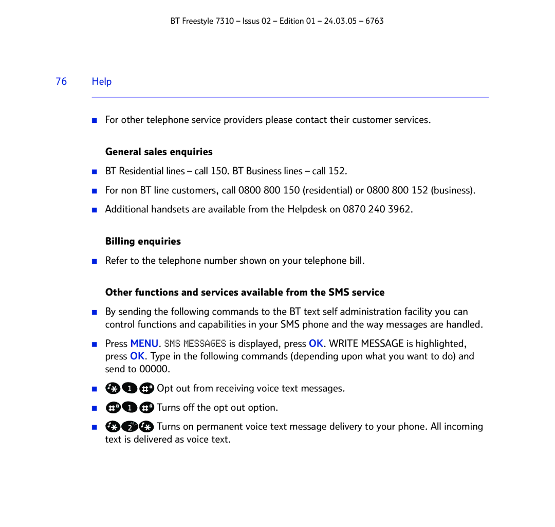 BT 7310 manual Text is delivered as voice text 