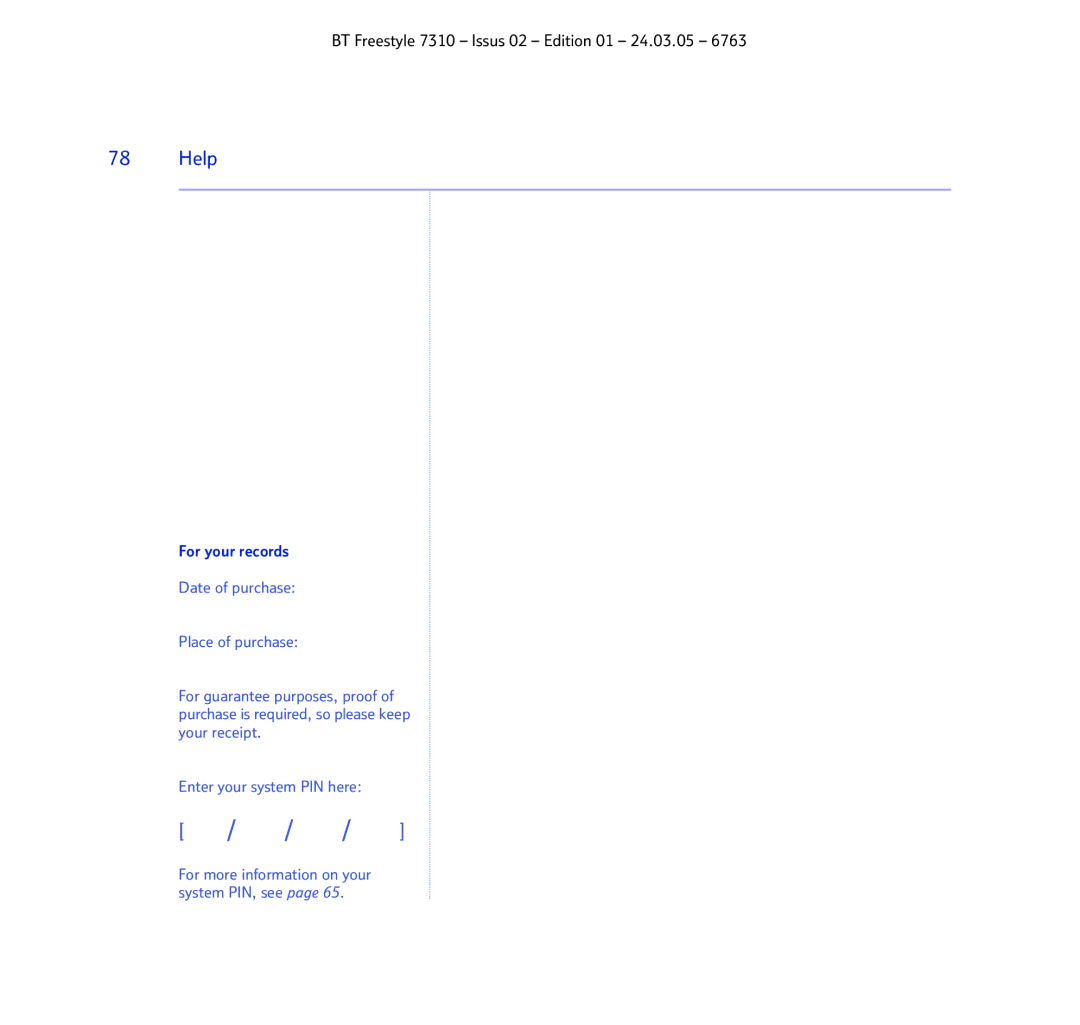 BT 7310 manual For your records 