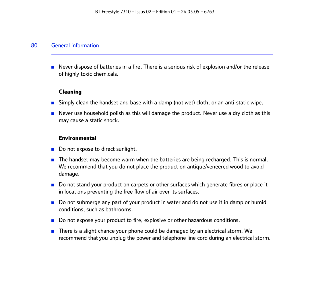 BT 7310 manual General information 