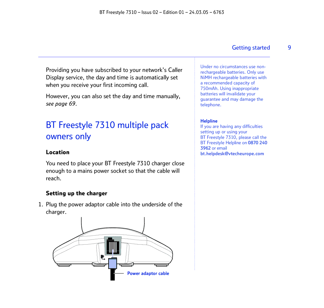 BT manual BT Freestyle 7310 multiple pack, Owners only 