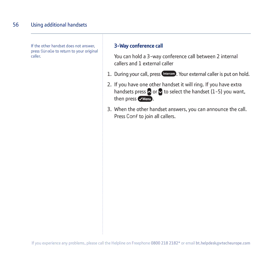 BT 750 manual Way conference call 