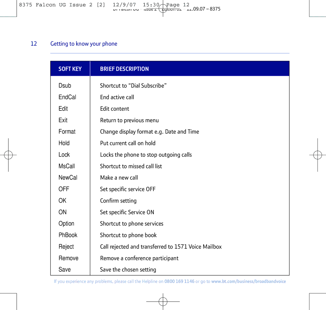 BT 8375 manual Off 