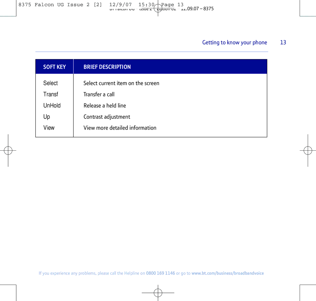 BT 8375 manual Select Transf UnHold View 