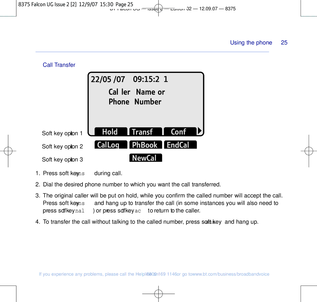 BT 8375 manual Call Transfer 