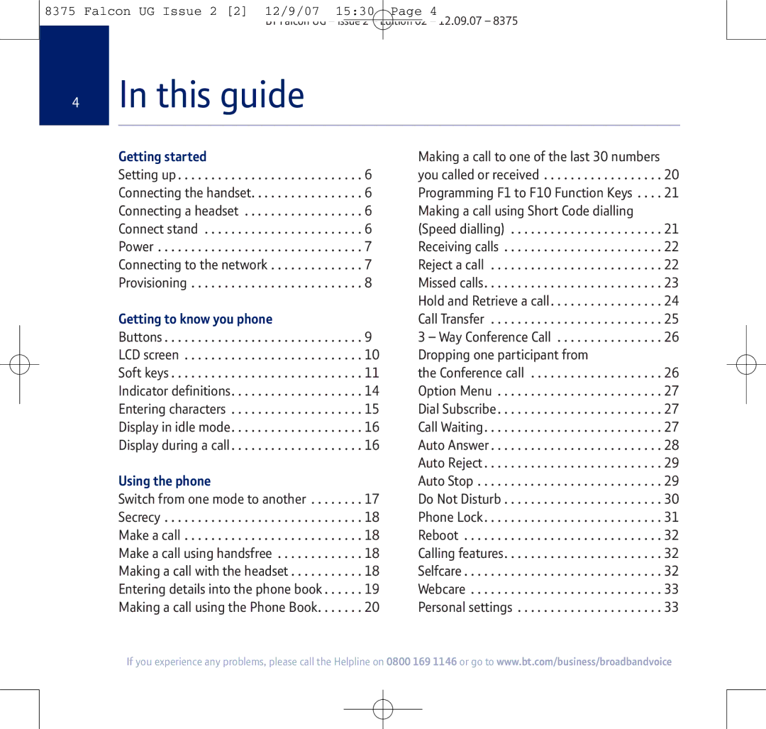 BT 8375 manual Getting started, Getting to know you phone, Using the phone 