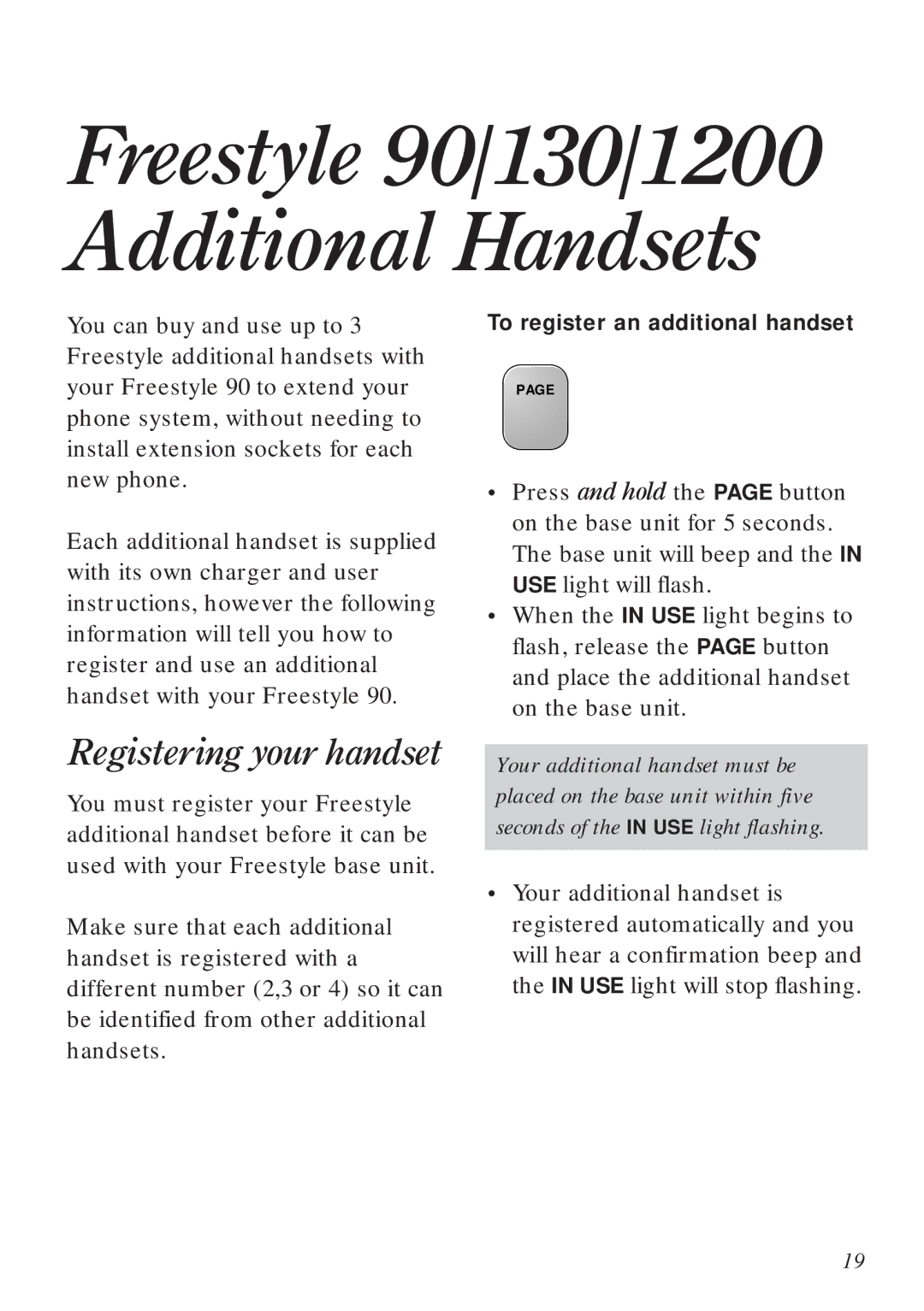 BT 90 manual Registering your handset, To register an additional handset 