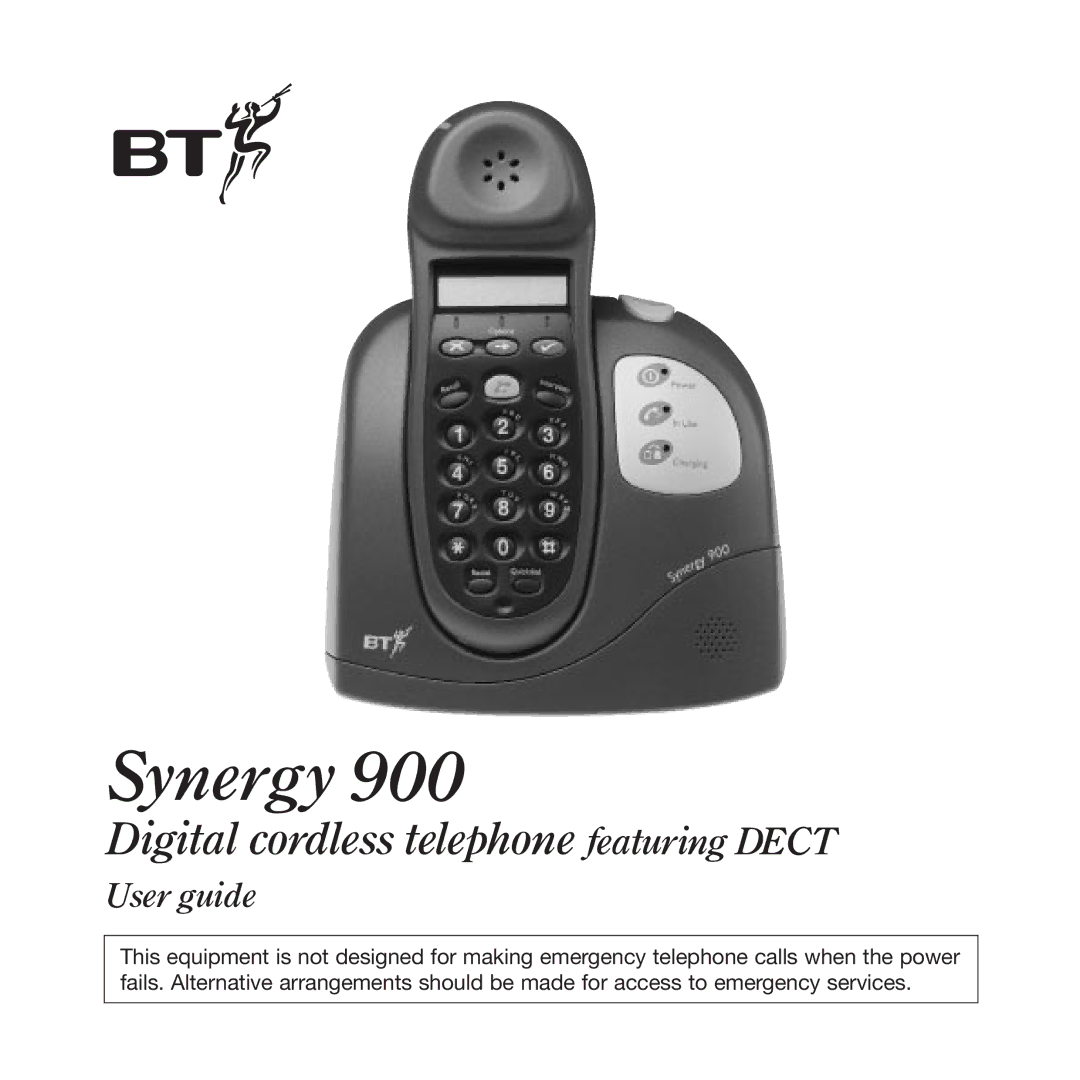 BT 900 manual Synergy, Digital cordless telephone featuring Dect 