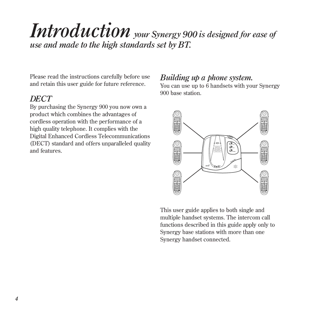 BT 900 manual Dect, Building up a phone system 
