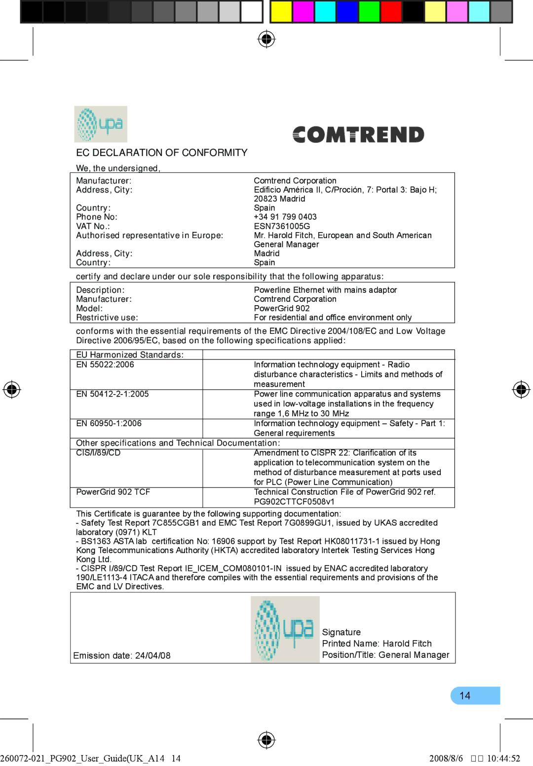 BT 902 manual EC declaration of conform 