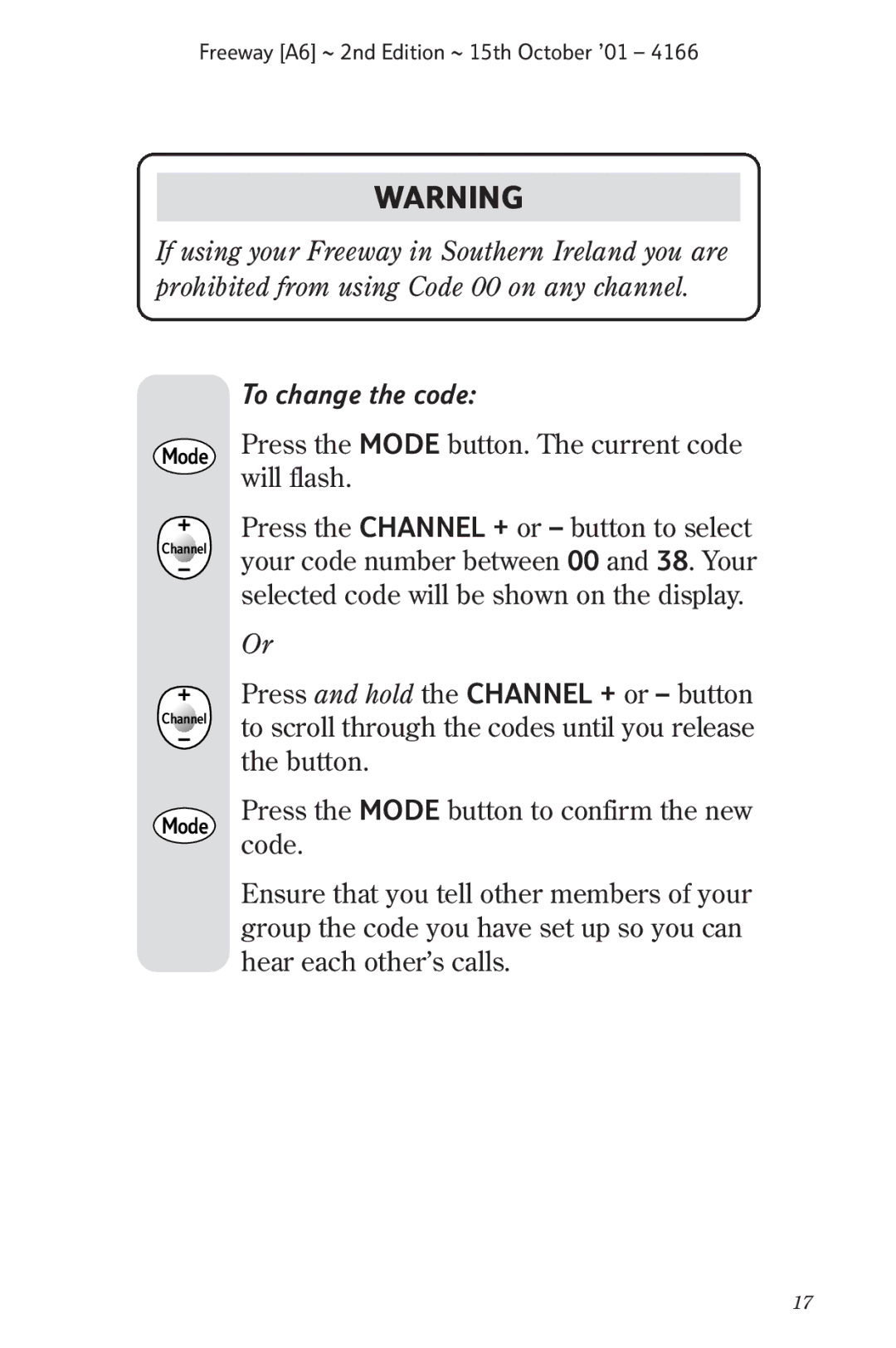 BT A6 manual To change the code 