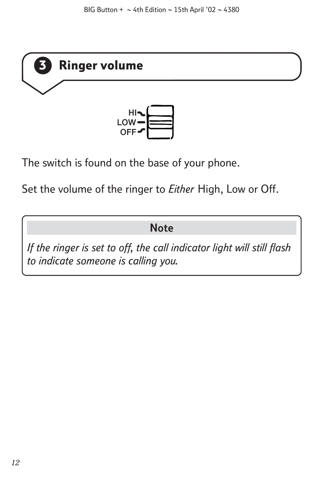 BT BIG Button + manual Ringer volume 