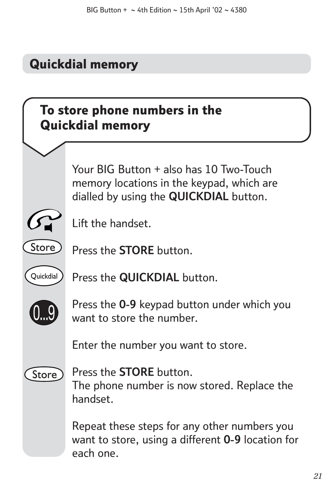 BT BIG Button + manual Quickdial 