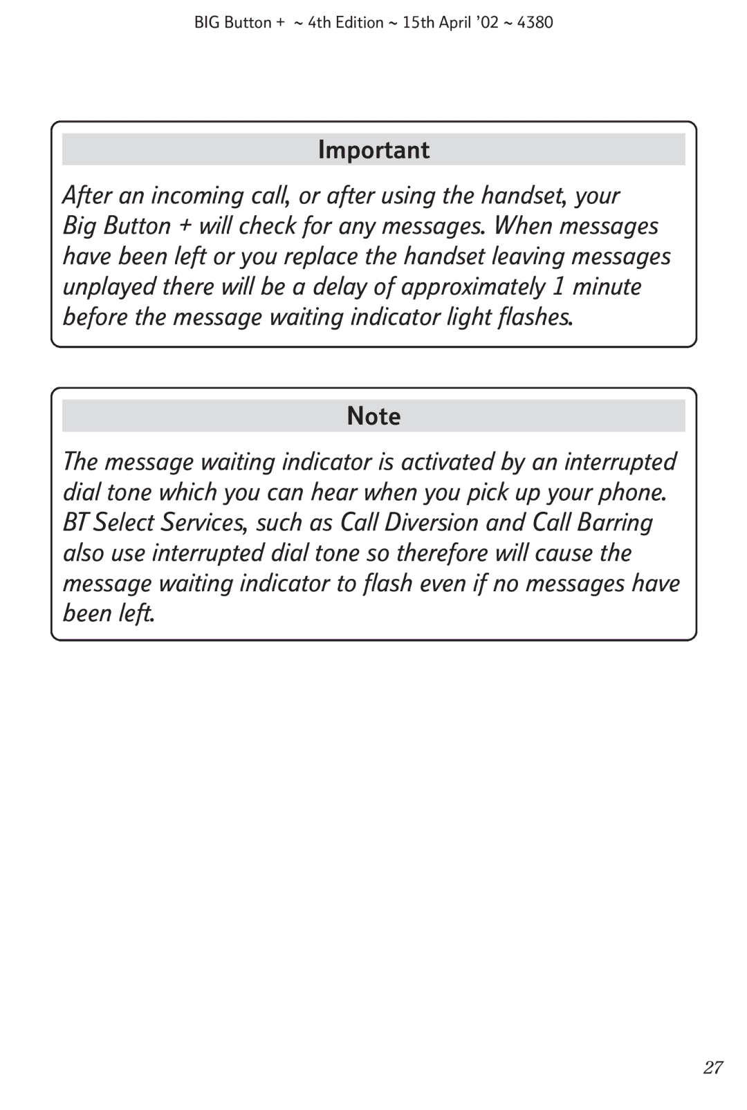 BT manual BIG Button + ~ 4th Edition ~ 15th April ’02 ~ 