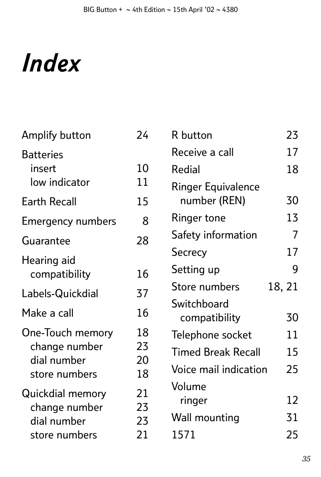 BT BIG Button + manual Index 