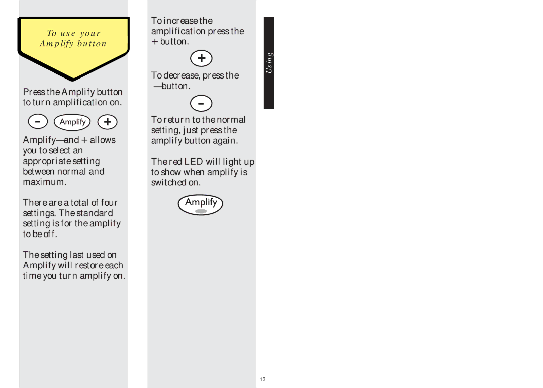 BT BIG Button phone manual To use your Amplify button 