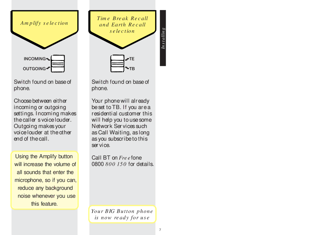 BT manual Your BIG Button phone Is now ready for use 