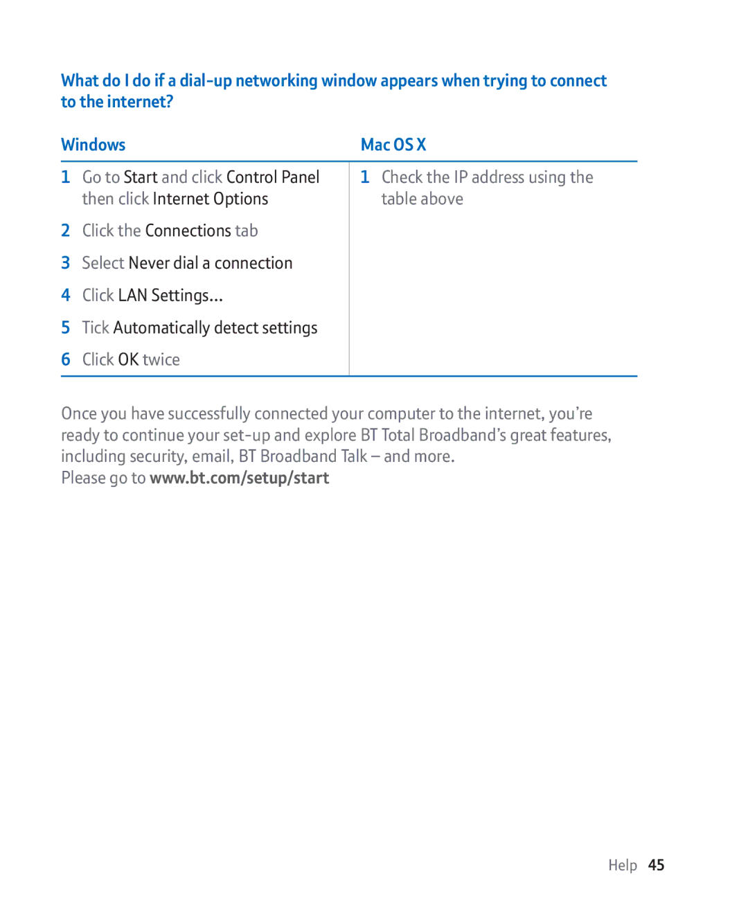 BT Broadband manual Click OK twice 