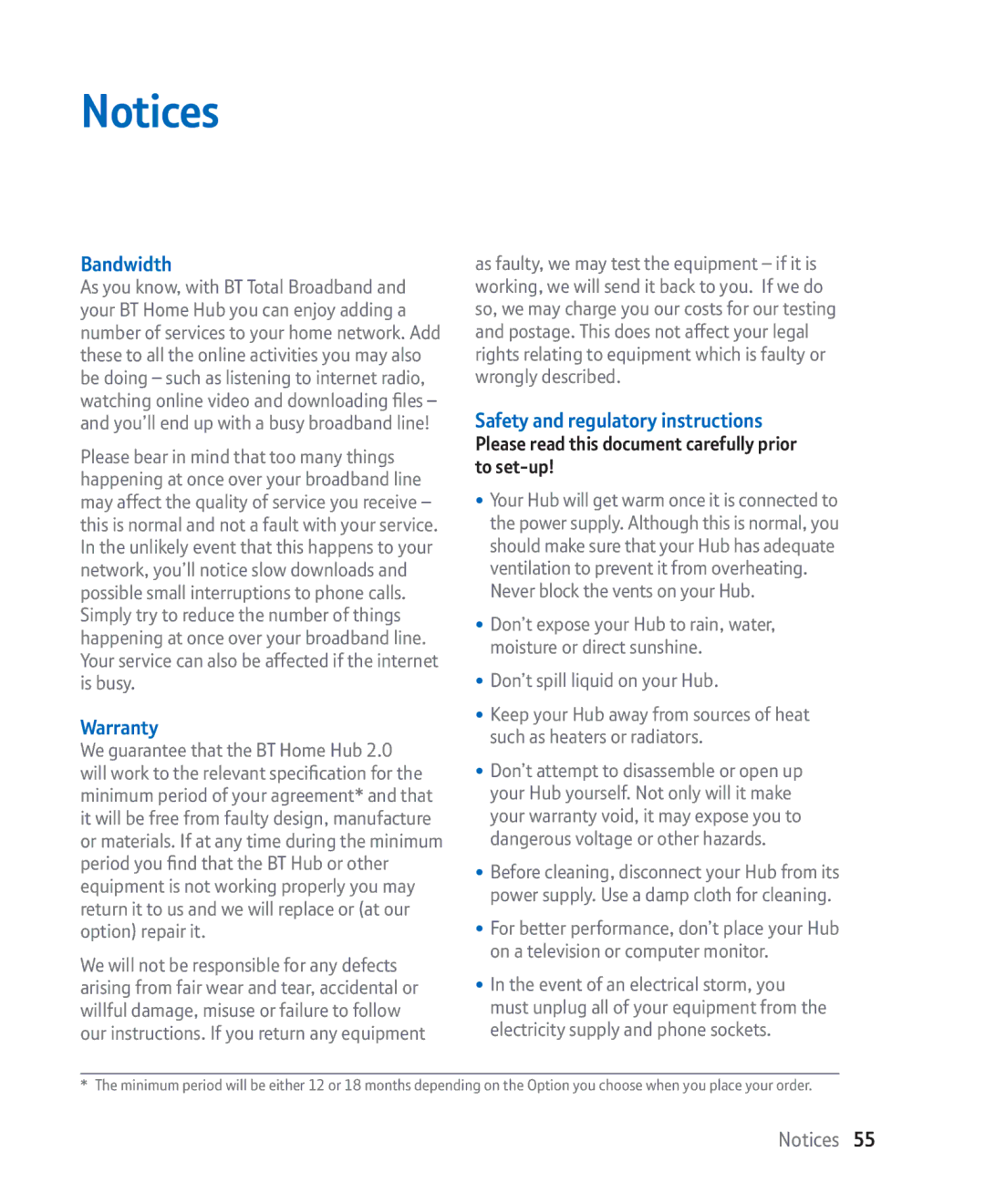 BT Broadband manual Bandwidth 