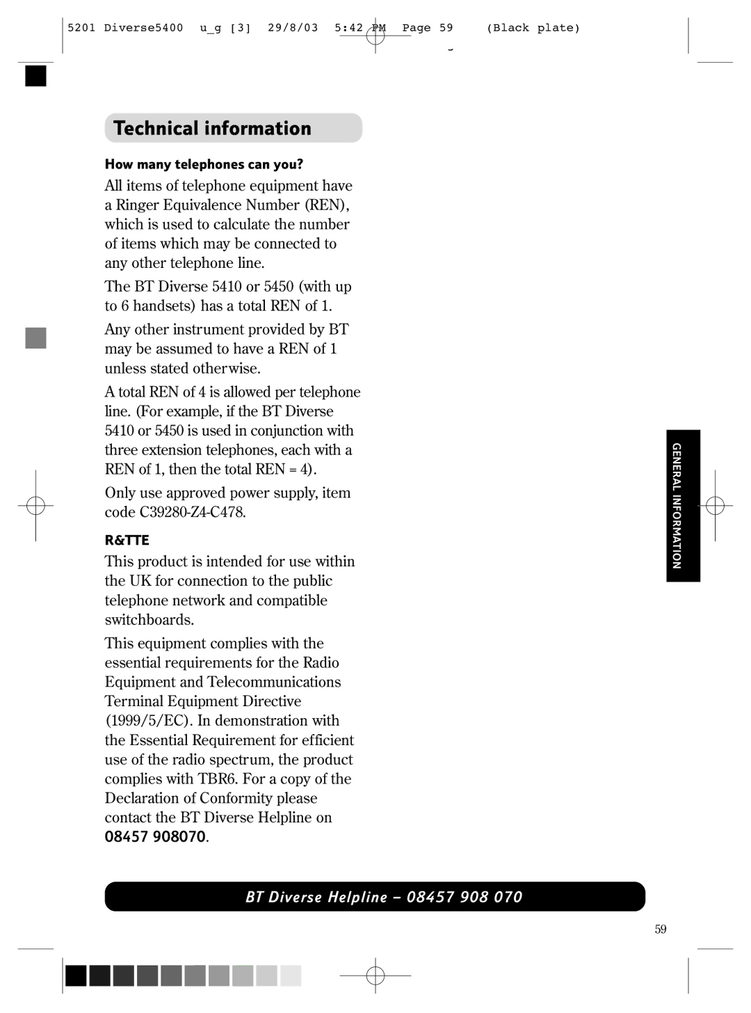 BT BT DIVERSE 5400 manual Technical information 