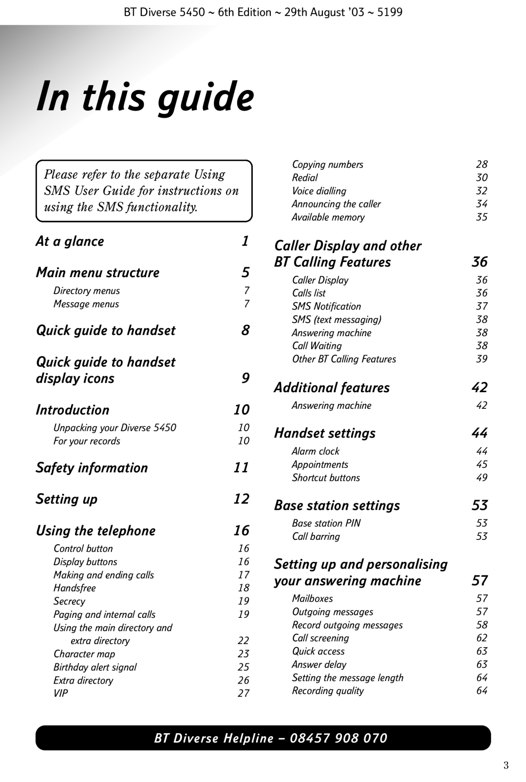 BT BT Diverse 5450 manual This guide, Safety information Setting up Using the telephone 