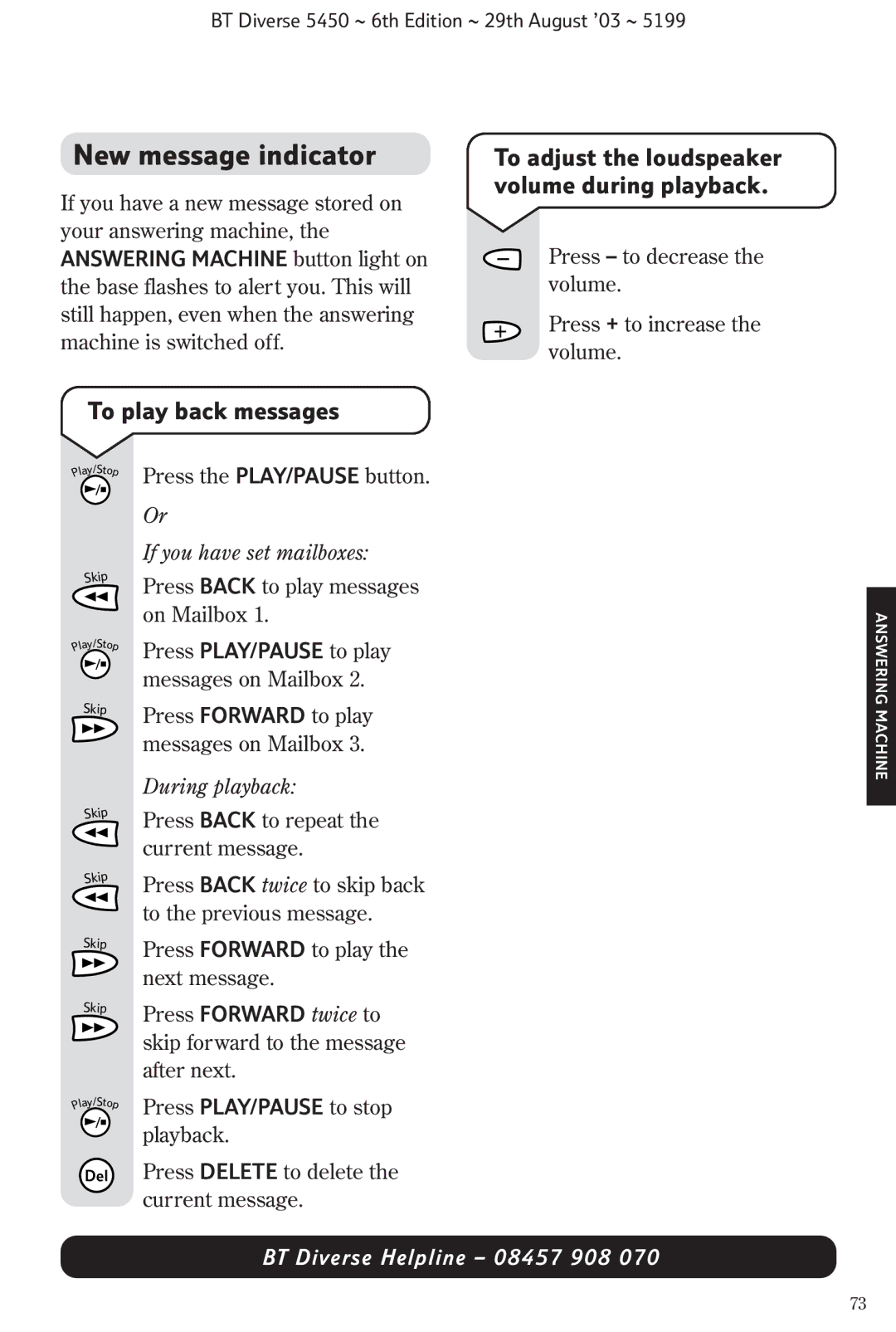 BT BT Diverse 5450 manual To play back messages, If you have set mailboxes 