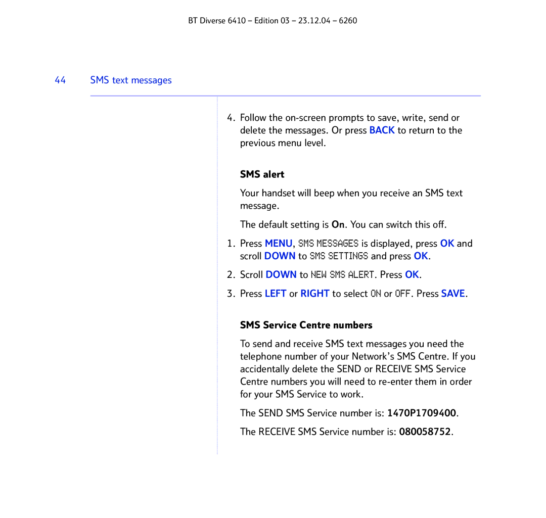 BT BT DIVERSE 6410 manual SMS text messages 