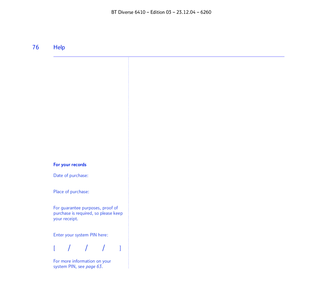 BT BT DIVERSE 6410 manual For your records 